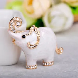Blauwe broche in de vorm van een olifant - met kristallenBroches
