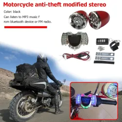 Motorcycle stereo speakers - radio - waterproof - microphone - Bluetooth - USB - LED