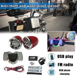 AltavocesMotorcycle sound system - Bluetooth - USB - with LED lights