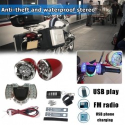 Motorcycle stereo speakers - radio - waterproof - microphone - Bluetooth - USB - LED