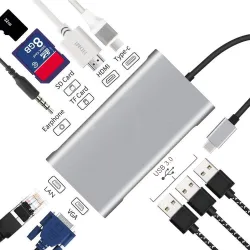 USB type-C - HUB type-C to HDMI 4K VGA adapter - RJ45 Lan Ethernet - SD - TF - 3.5mm jack