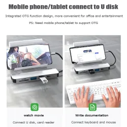 USB HUB adapter - 6 in - compatible dock - type C 3.0 splitter