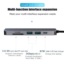 USB HUB-C HUB Adapter - 6 in 1 USB-C auf USB 3.0 HDMI - Splitter