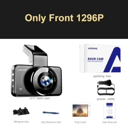 AZDOME M17 - kamera na deskę rozdzielczą - DVR - monitor parkowania - WiFi - noktowizor - podwójny obiektywDashcam