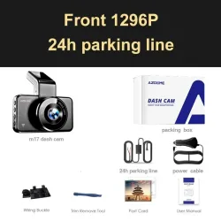 AZDOME M17 dash cam - automobile / motorcycle - night vision - dual lens - 24hour parking monitor