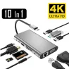 USB typu C - HUB typu C na HDMI 4K VGA adapter - RJ45 Lan Ethernet - SD - TF - gniazdo 3,5 mmPrzełączniki HDMI