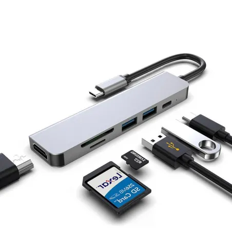 USB HUB adapter - 6 in - compatible dock - type C 3.0 splitter