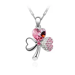 Pendant with crystal four-leaf clover - with necklace