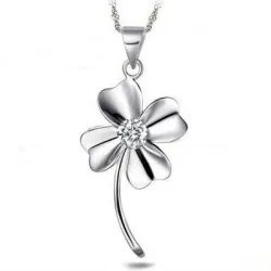 Pendant with crystal four-leaf clover - with necklace