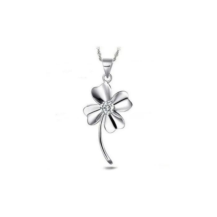 Pendant with crystal four-leaf clover - with necklace