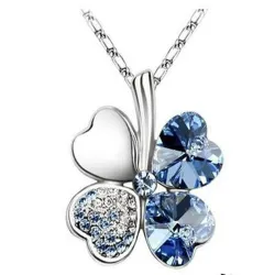 Pendant with crystal four-leaf clover - with necklace