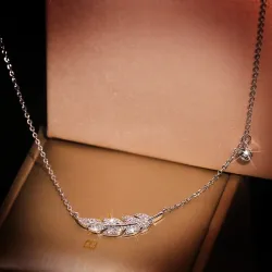 CollarSilver feather necklace - 925 sterling silver