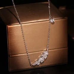 CollarSilver feather necklace - 925 sterling silver