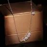 Necklace with silver feather / zircon - 925 sterling silver