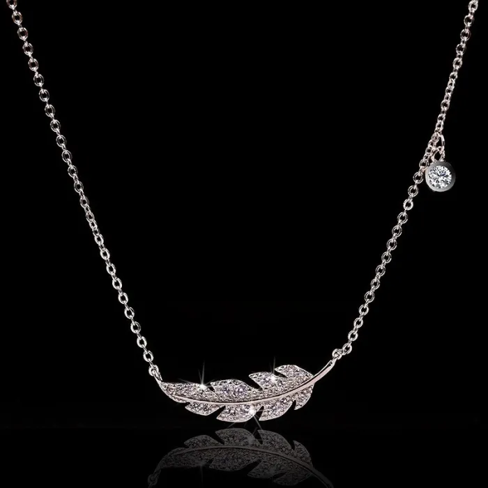 CollarSilver feather necklace - 925 sterling silver