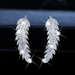 Crystal feathers - elegant stud earrings