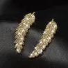 AretesSilver feather shaped - stud earrings for women
