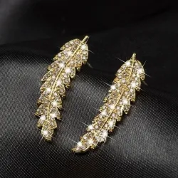 AretesSilver feather shaped - stud earrings for women
