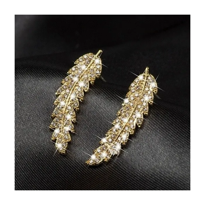 Crystal feathers - elegant stud earrings