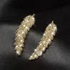 AretesSilver feather shaped - stud earrings for women