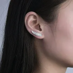 Crystal feathers - elegant stud earrings