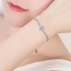 Kristallen klavertje vier armband - 925 sterling zilverArmbanden