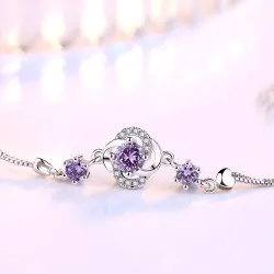 Four leaf clover pendant - 925 sterling silver necklace - with CZ decorations