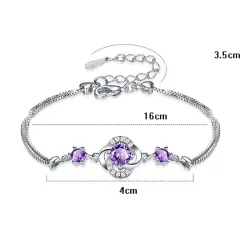Four leaf clover pendant - 925 sterling silver necklace - with CZ decorations