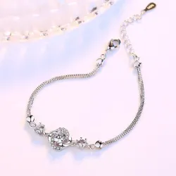 Kristallen klavertje vier armband - 925 sterling zilverArmbanden