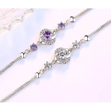 Kristallen klavertje vier armband - 925 sterling zilverArmbanden
