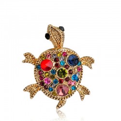 Fashionable brooch with crystal tortoise