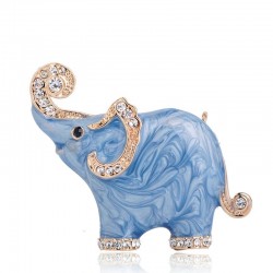 Niebieska broszka w kształcie słonia - z kryształkamiBroszki