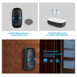 M523 - wireless doorbell kit - with touch button / 32 sounds - waterproof - LED