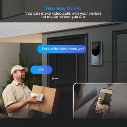 KERUI - 1080P - inteligentny dzwonek WiFi - gong - kamera 2MP - wideodomofonBezpieczeństwo w domu