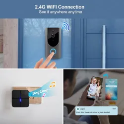 KERUI - 1080P - inteligentny dzwonek WiFi - gong - kamera 2MP - wideodomofonBezpieczeństwo w domu