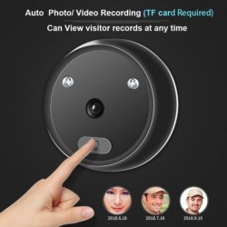Video doorbell camera - with peephole - auto record - electronic ring - night view - digital