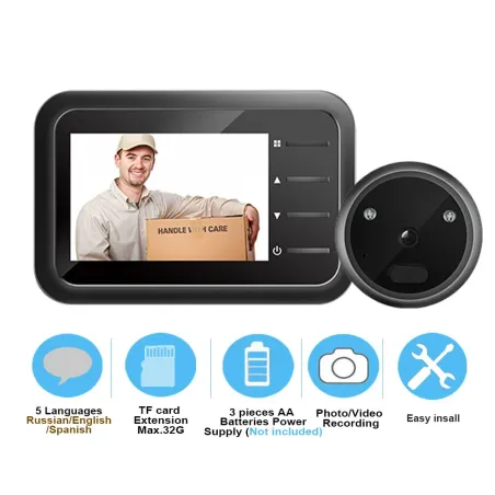 Video doorbell camera - with peephole - auto record - electronic ring - night view - digital