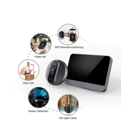 Smart videodörrklocka - med titthål / PIR -rörelsedetektering / APP / WiFi - fjärrkontroll