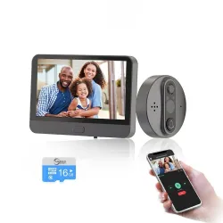 Smart videodörrklocka - med titthål / PIR -rörelsedetektering / APP / WiFi - fjärrkontroll