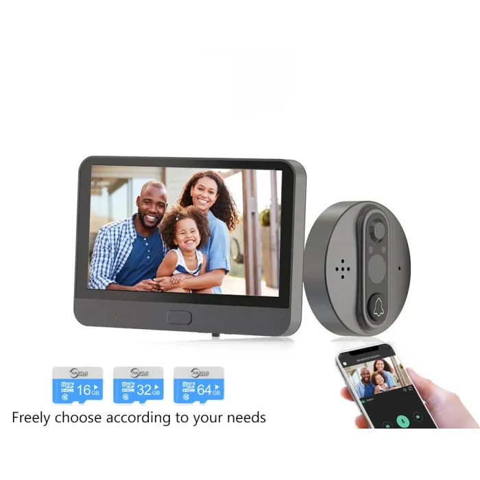 Smart videodörrklocka - med titthål / PIR -rörelsedetektering / APP / WiFi - fjärrkontroll