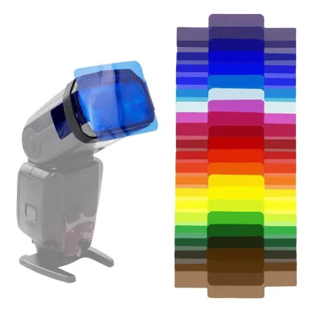Universal camera flash gels - transparent color correction - balance lighting filter - kit - 20 pieces