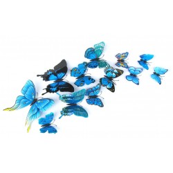 Farfalle 3D a doppio strato multicolori - adesivo da parete magnetico - 12 pezzi