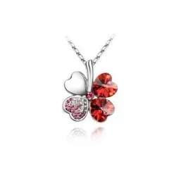 Pendant with crystal four-leaf clover - with necklace