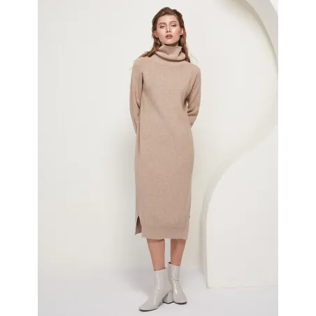 Loose knitted dress - long sweater - with turtleneck / long sleeve