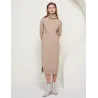 Khaki knitted dress - with turtle neck / long sleeve