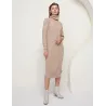 Khaki knitted dress - with turtle neck / long sleeve