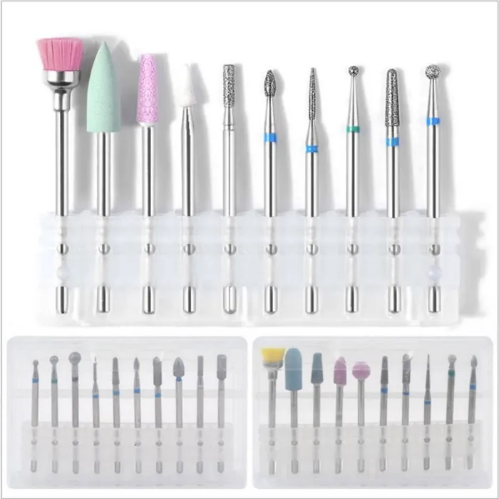 Wiertła ceramiczne obrotowe - końcówki stożkowe - do maszyny do manicure/pedicure elektrycznego - 10 sztukWiertła Do Paznokci