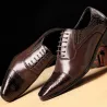 Elegante leren platte schoenen - slangenleer patroon - met vetersSchoenen