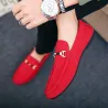Trendige Slipper aus Leder - rutschfeste Loafer - mit Metalldekor