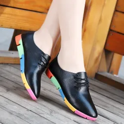 ZapatosFashionable leather loafers - with rainbow soles - unisex